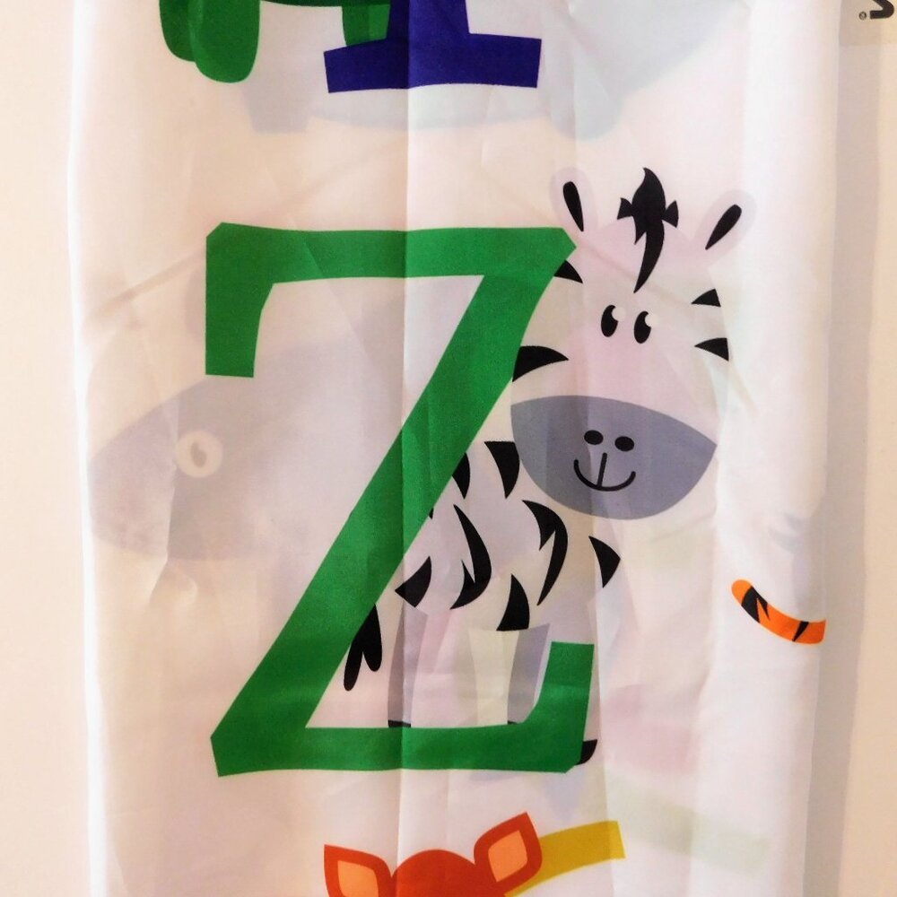 Kids Alphabet Numbers Shower Curtain 71 x 71 Animals ABC Colorful White Cute - Picture 8 of 9